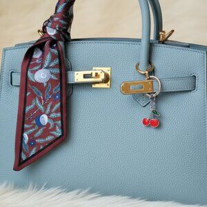 Earthtone Scarf and Cherry Charm Set